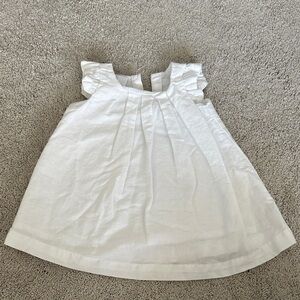 Classic White Ruffle-Sleeve Girls Formal Dress